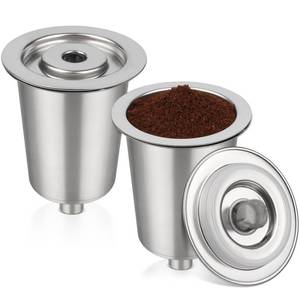 lot 38625 image: Reusable Filter Cup for Cuisinart��Stainless Steel Refillable Coffee Cups Compatible with Cuisinart #SS-RFC HomeBarista��2 Pack) - Retail $18