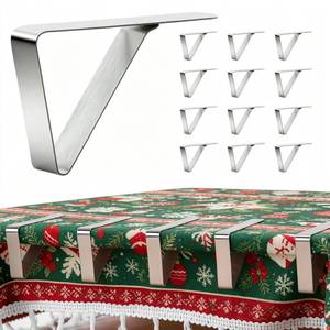 lot 38629 image: 12 Pieces Tablecloth Clips, Waterproof Stainless Steel Table Cloth Holder Clips, Windproof Picnic Table Cover Clamps for Securing Tablecloths Indoor Outdoor Party, Wedding, Christmas, Camp (12, Small) - Retail $6