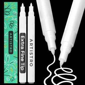 lot 38631 image: 2 White Acrylic Paint Markers - 0.7mm Extra Fine-Tip Paint Pens - Perfect for Crafting, Art Projects, & More - Retail $6