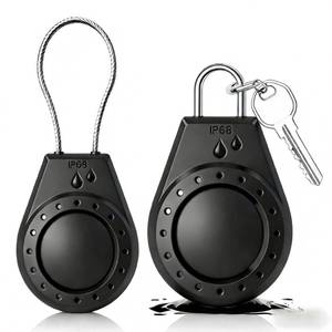 lot 38638 image: IP68 Waterproof Lockable AirTag Holder 1 Pack, Steel Cable Anti-Lost Case for Apple AirTag, for Luggage, Keys, Bikes (Black) - Retail $5