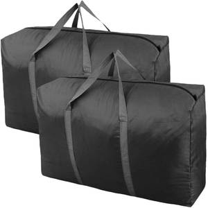 lot 38648 image: 100L Extra Large Storage Bags, Big Moving Bags with Strong Zippers & Carrying Handles, Packing Bags for Moving, Storage, Travel and Camping, Storage Totes For Space Saving (Black, 2 Pack) - Retail $10