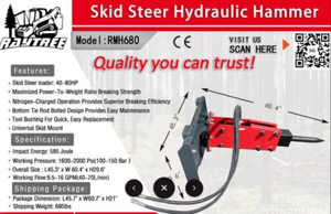 lot 59021 image: 680 lb Hydraulic Breaker Hammer for Skid Steer Loaders RayTree (RMH680)