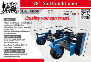 lot 59025 image: 78 Inch Hydraulic Soil Conditioner (Harley Rake) for Skid Steer Loaders RayTree (Model RMSC78)