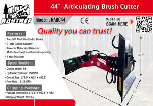lot 59033 image: 44 Inch Articulating Hydraulic Brush Cutter for Skid Steer Loaders RayTree (Model RABC44)