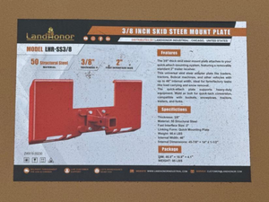 lot 61050 image: Landhonor 38 in Skid Steer Mount Plate  LHR-SS38
