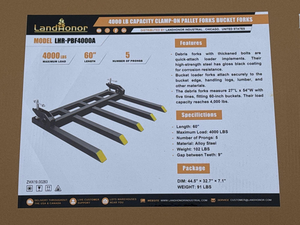 lot 61088 image: Landhonor 4000Lb Capacity Clamp-On Pallet Forks Bucket Forks   LHR-PBF4000A