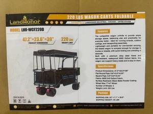 lot 61121 image: 220 Pound Capacity Foldable Wagon Cart (LHR-WCF220D)