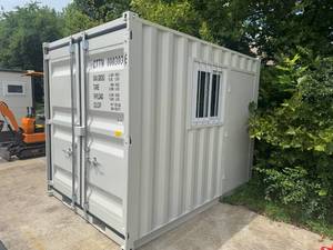 lot 66001 image: 10 Foot Storage Container with side door and window - Gray
