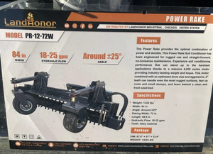 lot 60003 image: 72 Inch Hydraulic Power Rake for Skid Steers (PR-12-72W)