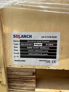 lot 134 image: UNUSED - 2026 - SD Lanch 20x30 High End Carport