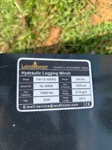 lot 187 image: UNUSED - 2026 - LandHonor Hydraulic Logging Winch