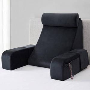 lot 101675 image: 19 Reading Pillow for Bed with Firm Back Support & Big Pockets  Back Pillow for Bed Sitting UpWatching TVNursingRecoveryGaming,High Density Foam Filling,Machine Washable Cover,Black
