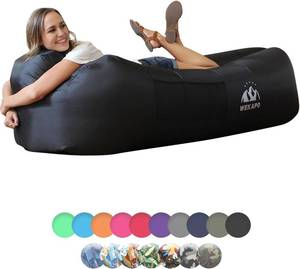 lot 101684 image: WEKAPO Inflatable Couch Air Lounger Chair - Camping & Beach Accessories, Portable Blow up Sofa for Hiking, Lawn, IndoorOutdoor Movies & Music Festivals. Lightweight and Easy to Set Up Air Hammock