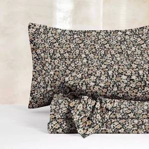 lot 101687 image: Wake In Cloud - Floral Bed Sheets, 4-Piece Sheet Set, Shabby Chic Flower Pattern Printed Country Coquette Cottage Aesthetic Bedding, Deep Pocket, Black, Twin Size