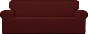 lot 201543 image: Easy-Going Stretch Oversized Sofa Couch Slipcover Washable Wine  1-Piece Extra large Sofa Cover Furniture Protector Couch Soft with Bottom for Kids, Polyester Spandex Jacquard