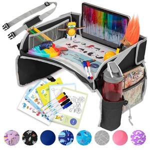 lot 201544 image: Kids Travel Tray for Car - Car Seat Tray with Activity Sheets & Pens, Road Trip Essentials for Car & Airplane, Must Have Toddler Travel Lap Desk Accessories - Road Trip Activities for Kids