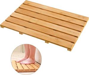 lot 201546 image: Bath Mat for Luxury Shower - Non-Slip Bamboo Sturdy Water Proof Bathroom Carpet for Indoor or Outdoor Use