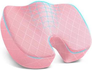 lot 201547 image: Seat Cushion, Memory Foam Office Chair Cushion - Pink, Large  for Car Seat, Airplane, Desk Chair - Sciatica & Hip & Coccyx Pain Relief Cushion for Long Sitting Office Workers, Car Drivers