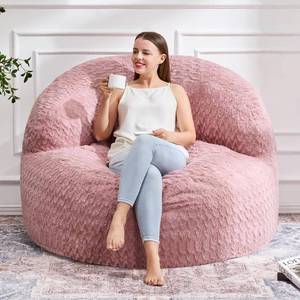 lot 201556 image: Retails for $138 Hobestluk Adult Bean Bag Chair Memory Foam Faux Fur, Chevron Pink, Oversize  Giant Size, High Density Memory Foam, Removeable Cover, Durable Zipper, Skin Friendly Fabric, Soft Faux Fur, No Assembly