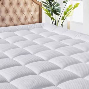 lot 201563 image: MATBEBY King Size Mattress Pad - Cooling Breathable Mattress Topper, Quilted Fitted Mattress Protector, Pillow Top Mattress Cover with 8-21 Deep Pocket, Soft, Machine Washable, White, 78x80 Inches
