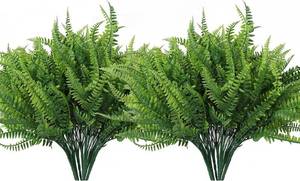 lot 301562 image: RECUTMS Artificial Boston Ferns,12 Bundles Faux Greenery Ferns  Green UV Resistant Faux Ferns fo Outdoor Planters,Spring Fall Decor,Lifelike Natural Fake Plant to Brighten Up Your Home