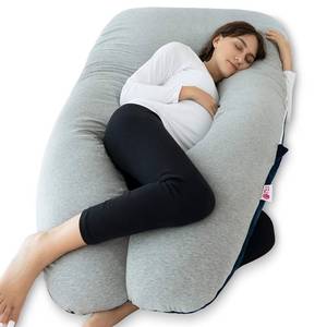 lot 301580 image: Meiz Pregnancy Pillow, Cooling Pregnancy Pillows for Sleeping, Full Body Pregnancy Pillow with Reversible Cooling Jersey Cover & Velvet Cover, Blue & Grey