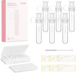 lot 301603 image: Nuliie 6pcs Colostrum Collector Kit, 7ml, Leakproof, Reusable, BPA-Free  Breast Milk Collector, Heat & Freezer Resistant, Cotton Cloth Wipe, Storage Case, Cleaning Brush, Ready-to-Use for Newborns