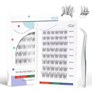 lot 301604 image: Self Adhesive Eyelash Clusters, Natural Pre Glued Lashes 10-16mm,LACE  No Band Glueless Lashes, Natural Look, 48pcs, C-Curve, With Lash Tweezer, Press on Lashes, Beginner-friendly, Comfortable