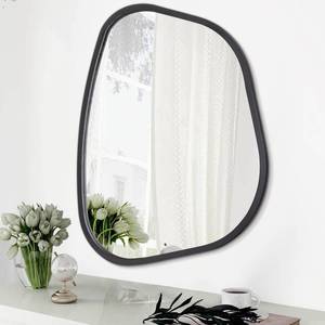 lot 401500 image: Black Asymmetrical Mirror Irregular Oval Wall Mirror Modern Wood Frame Unique Shape Wall Mounted Vanity Artistic Mirror Decorative for Living Room Bedroom Bathroom Entryway Large 16x12