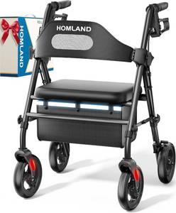 lot 401510 image: HOMLAND Foldable Rollator Walker with Seat for Seniors, 16 Enlarged Seat