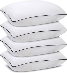 lot 401517 image: Standard Size Bed Pillows for Sleeping 4 Pack,Luxury Hotel Pillows,Comfortable and Supportive,Machine Washable,Suitable for Stomach,Back and Side Sleepers.