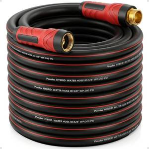 lot 401519 image: Garden Hose 75ft x 58, NON-EXPANDABLE Heavy Duty Premium Flexible Hose  , No Kink, Leakproof, Lightweight Hybrid Water Hose with Male to Female Fittings for Household&Backyard