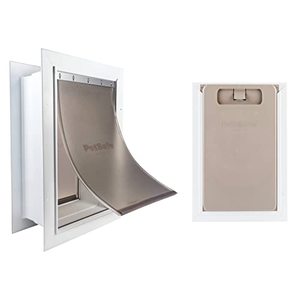 lot 401525 image: Retails for $112 PetSafe NEVER RUST Wall Entry Pet Door - Telescoping Frame - Insulates Better than Metal Doors, Energy Efficient Cat & Dog Door - Interior & Exterior Walls, Weatherproof, Easy to Install & Clean - L