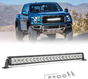lot 401535 image: 20 Inch LED Light Bar, Niwaker 100W Single Row Light Bar Spot Flood Combo Beam LED Driving Lights Off Road Bumper Lights for Truck Pickup SUV UTV ATV Tacoma Boat Roof Rack Grill Mount