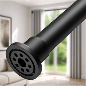 lot 401538 image: ALLZONE Tension Curtain Rod for Window, 83-123 Inches, Heavy Duty Curtain Rods No Drilling, Non-Slip Bathroom Shower Tension Rod, Renter Friendly, Adjustable, Spring Loaded, Extra Long, Black
