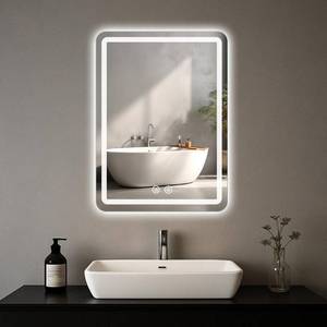 lot 401540 image: LED Bathroom Mirror, 16 x 24 Inch Anti-Fog Bathroom Mirror with Lights, Stepless Dimmable Lighted Bathroom Mirrors for Wall, Rectangle Bathroom Vanity Mirror with Front and Backlight, Vertically Only