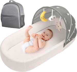 lot 401542 image: Portable Baby Bassinet- Travel Bassinet for Newborn and Infant, Suitable for Indoor & Outdoor Carry, Lightweight Foldable Washable, Portable Bassinet for Baby Travel, Portable Travel Bassinet, Grey
