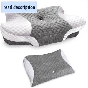 lot 301573 image: 1 Pack Grey Zippered Pillowcase 23.7in14in, Soft Smooth Contour Shape Replacement Pillow Cover for Ergonomic Sleep Pillow