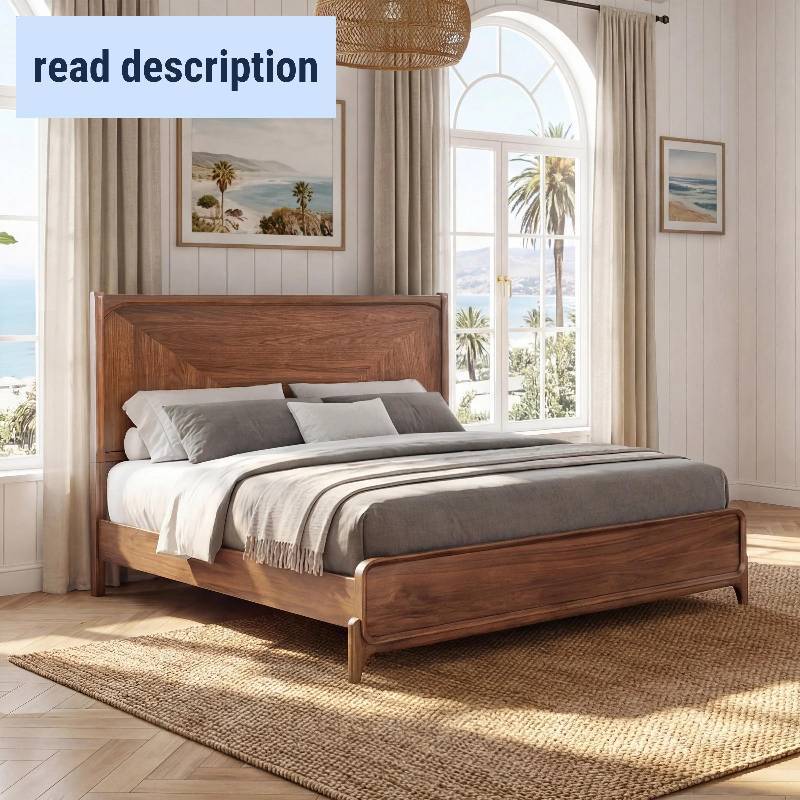 lot 311492 image: Retails for $1100 Rockford Panel Bed Frame Headboard, Walnut Veneers King  Cal King (Headboard Only)