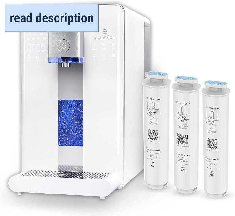 lot 342124 image: Retails for $600 M1 Reverse Osmosis Countertop Water Purifier, Removes 99% of PFAS, Lead and Other Chemicals, Professional Grade 5-Stage RO Filtration for Tap Water, 3-second Hot or Cool, No Installation