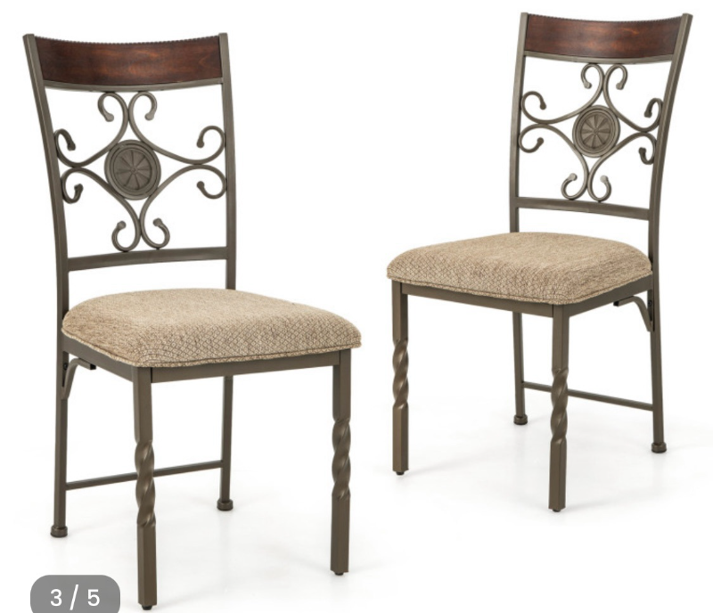lot 4822 image: Set of 2 Costway Ornate Armless Dining Room Chairs - Retail $170