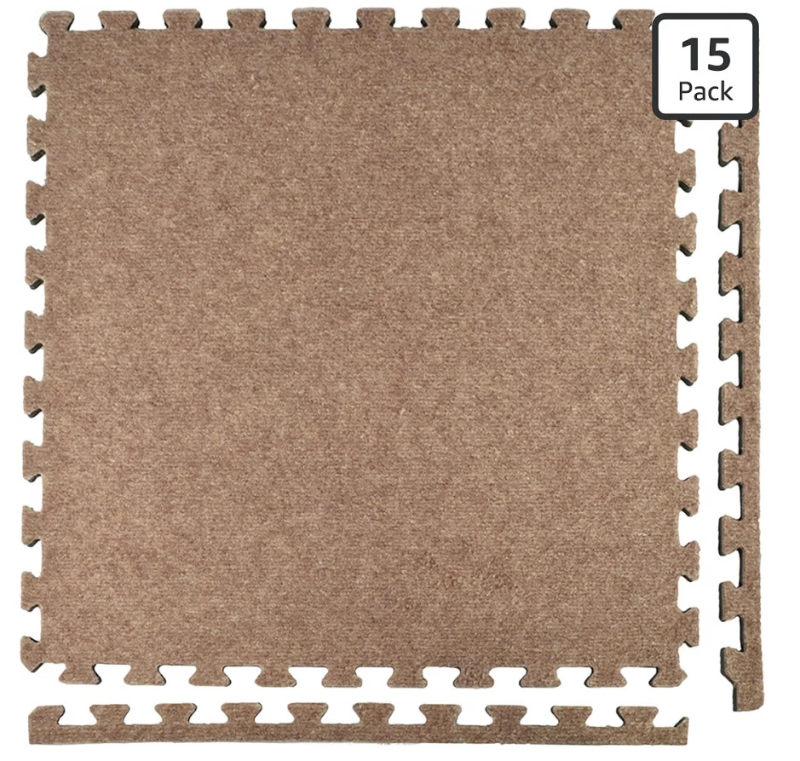 lot 4866 image: Greatmats Royal Carpet Tile 2ft x 2ft,10 Pack (Tan) (ONLY 10 IN THIS PACK) - Retail $206
