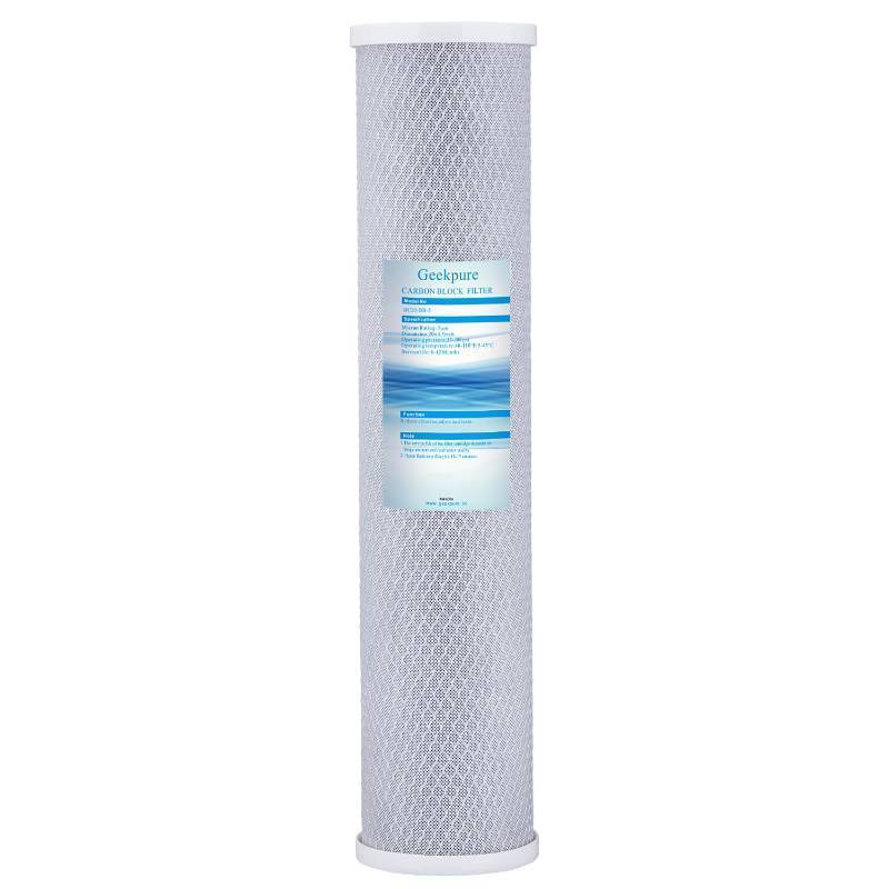 lot 4828 image: Geekpure 20-Inch Universal Compatible Carbon Block Water Filter Cartridge for Whole House Water Filter- 4.5 Inch x 20 Inch - Retail $36