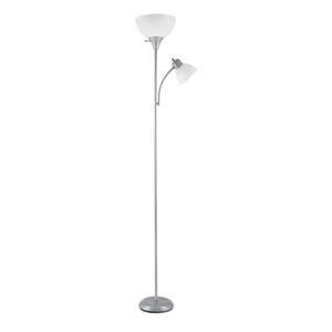 lot 4803 image: Globe Electric Delilah 72  Silver Torchiere Floor Lamp with Reading Light - Retail $64
