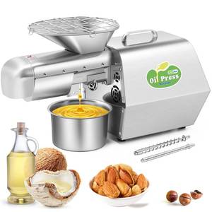 lot 4815 image: Luzrise 1800w Upgraded Oil Press Machine Seed Oil Extractor (Cold &amp Hot Pressing, Temperature Control 32-572, Stainless Steel, 13-19LBSH for Coconut, Cocoa Beans, Avocado, Amaranth Seed) (Silver) - Retail $399