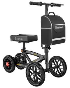 lot 4816 image: BlessReach 300 Lbs Capacity Foldable All Terrain Knee Scooter Walker - Economical Foot Injury Crutch Alternative - Black - Retail $160