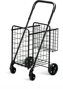 lot 4837 image: Collapsible Shopping Cart with Wheels and Adjustable Handle
