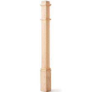 lot 4840 image: Wonderjune 1 Pcs 56 Inch Red Oak Stair Newel Post with 3 12 Post and 4 12 Pedestal, Wood Box Newel with Pedestal for Staircase, Plain Style Wood Balusters Interior for Stair Remodeling - Retail $131