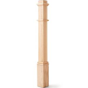 lot 4841 image: Wonderjune 1 Pcs 48 Inch Red Oak Stair Newel Post with 3 12 Post and 4 12 Pedestal, Wood Box Newel with Pedestal for Staircase, Plain Style Wood Balusters Interior for Stair Remodeling - Retail $119