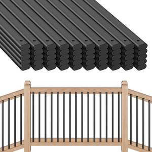 lot 4845 image: 80 Pack Deck Balusters 32 Staircase Baluster for Deck Systems, Black Hollow Metal Spindles for Stair Railing and Porch Railing, Indoor Outdoor Use (1.5mm Thick) - Retail $250
